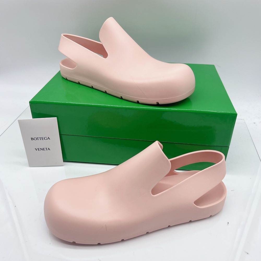 Bottega Veneta Puddle Sandals Peachy Pink Rubber Slingback Mule Clog Flats EU 38 - Picture 1 of 11